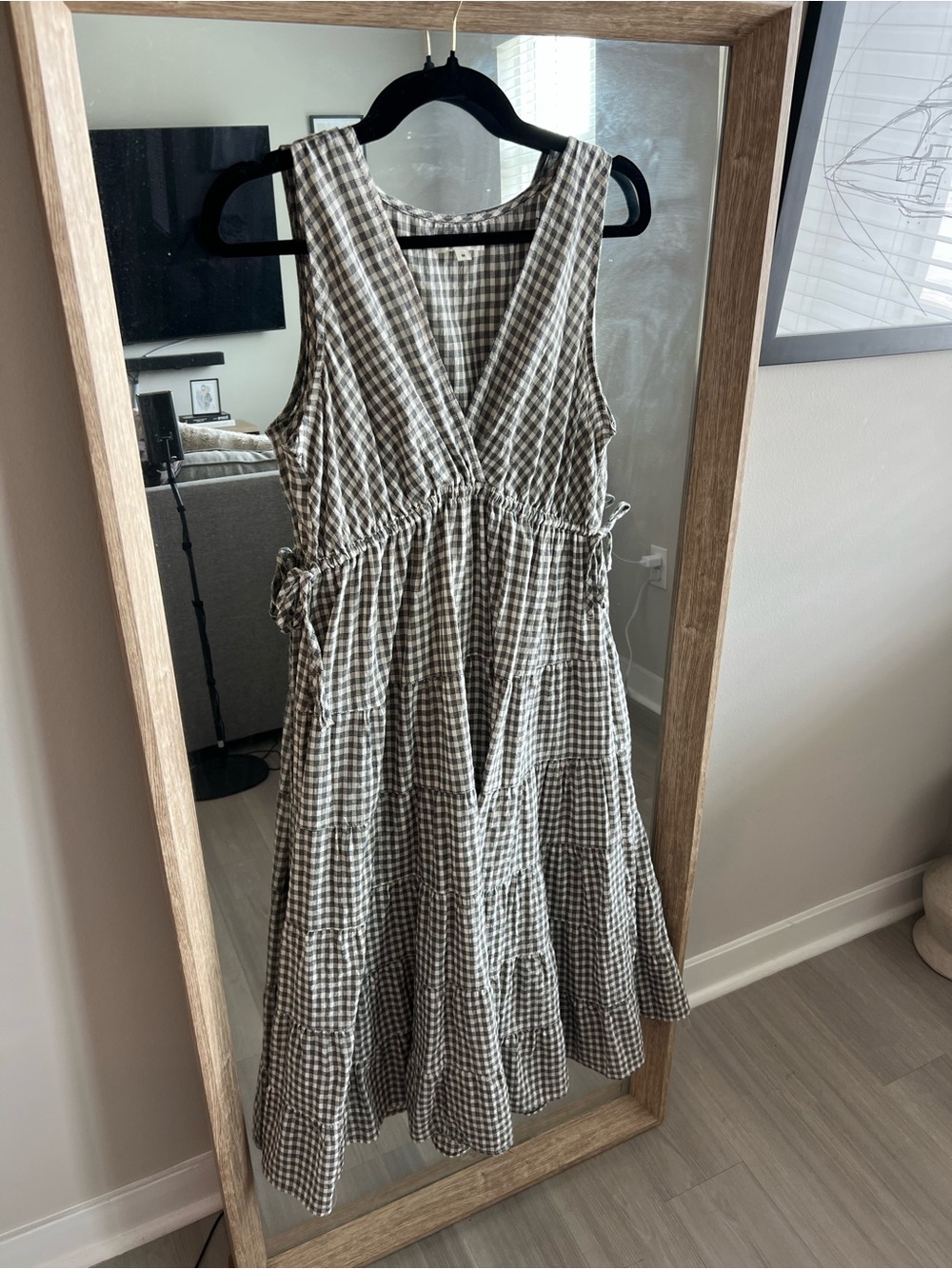 Max Studio Plaid Tiered Midi Dress
